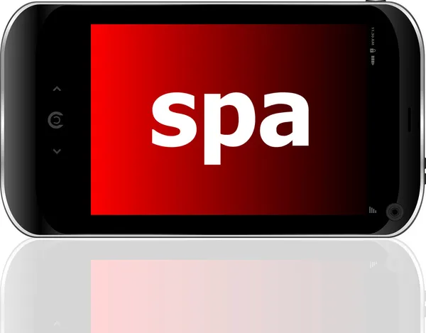 Smartphone con word spa in mostra, business concept — Foto Stock