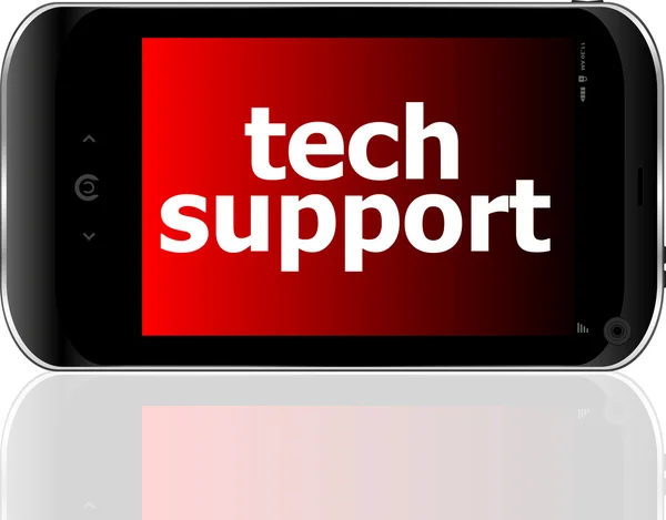 Digitales Smartphone mit technischen Unterstützungswörtern, Geschäftskonzept — Stockfoto