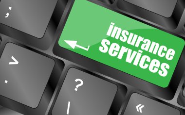 Sigorta hizmetleri düğmeli klavye, internet konsepti