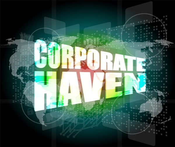 Corporate haven words on digital screen with world map — Stock Photo, Image