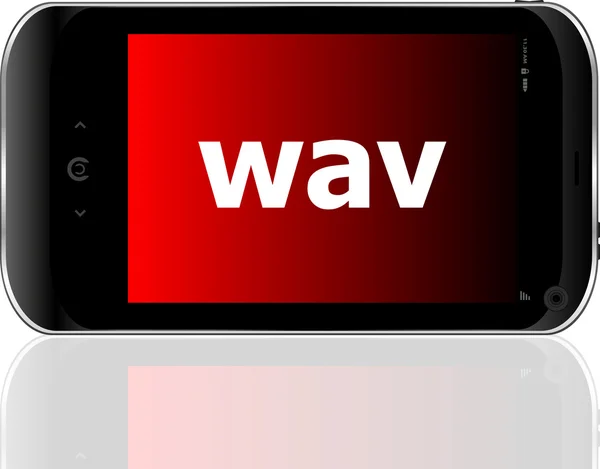 Web 開発コンセプト： ディスプレイ上の単語の wav とスマート フォン — ストック写真