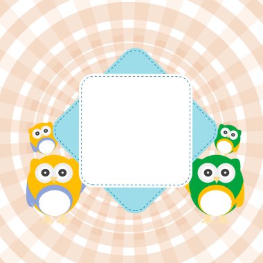 Cartoon empty paper template of an owl