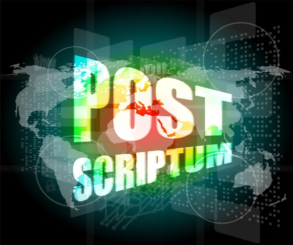 Post scriptum en pantalla táctil digital, concepto de negocio — Foto de Stock