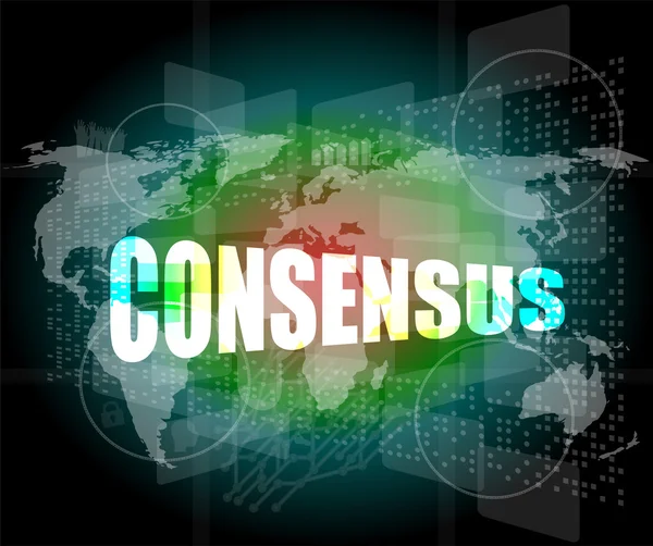 Affärsidé: ordet konsensus på digital pekskärm — Stockfoto