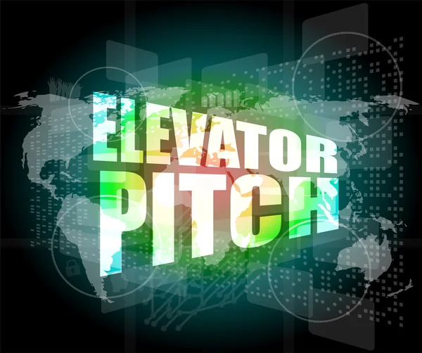 Elevator pitch words on touch screen interface — Stock Photo, Image