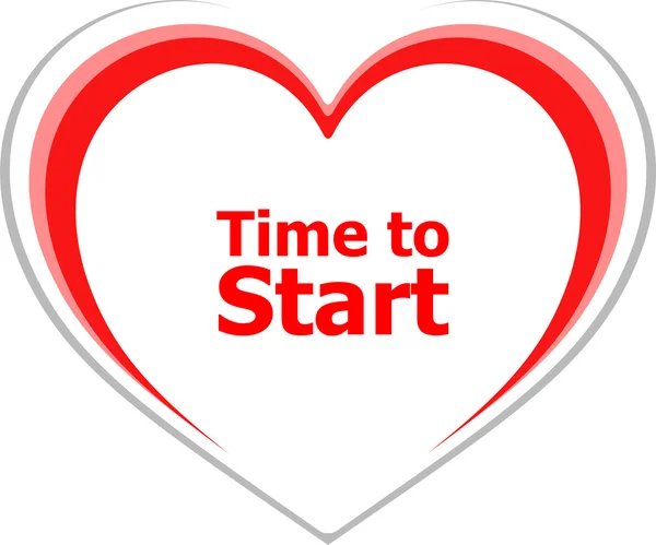 Affärsidé, tid att starta word på kärlek hjärta — Stockfoto