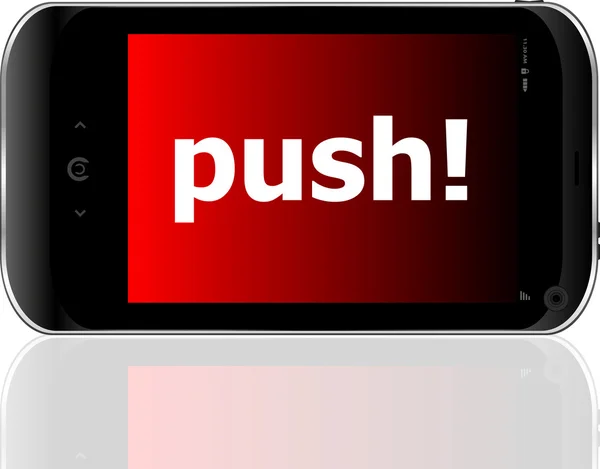 Web development concept: smartphone with word push on display — Stock Photo, Image