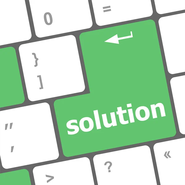 Soluções de redação no botão de tecla do teclado do computador — Fotografia de Stock