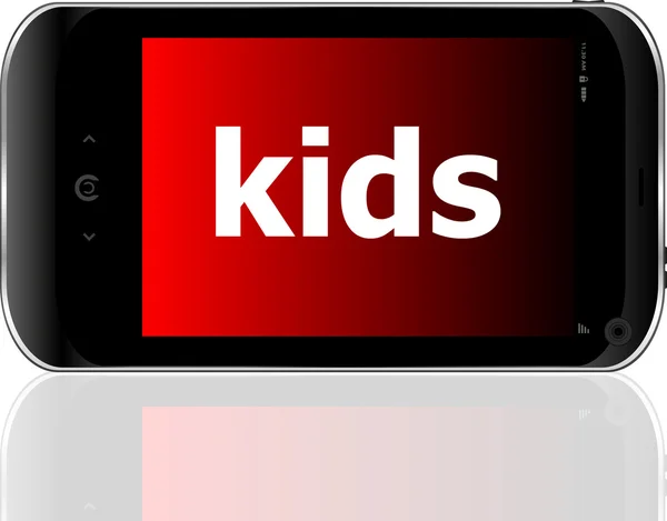 Téléphone intelligent avec des enfants mot, concept social — Photo