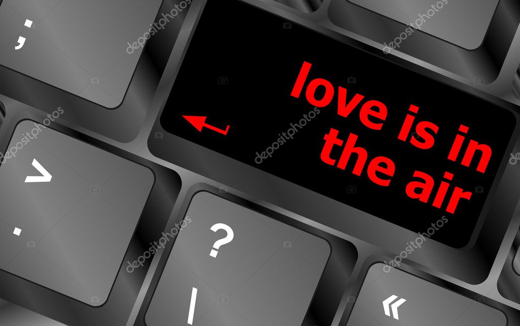 Moderne Toetsenbord Met Liefde Is In De Lucht Tekst