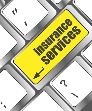 Sigorta hizmetleri düğmeli klavye, internet konsepti