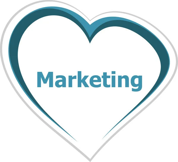Conceito de marketing, palavra de marketing no coração do amor — Fotografia de Stock