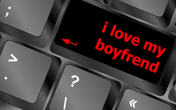 J'aime mon petit ami bouton sur l'ordinateur pc touche clavier — Photo
