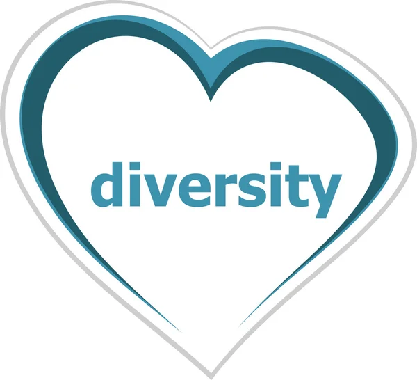 Business concept, diversity word on love heart on white — Stock Photo, Image