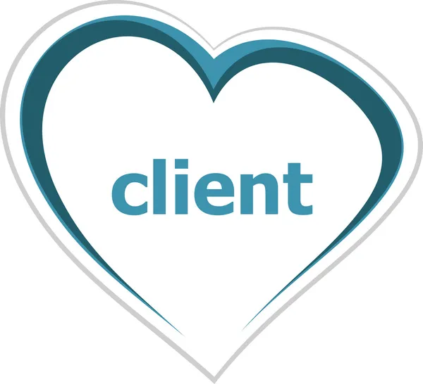 Marketingový koncept, klient slovo láska srdce — Stock fotografie