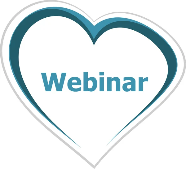 Concept de marketing, mot webinaire sur coeur d'amour — Photo