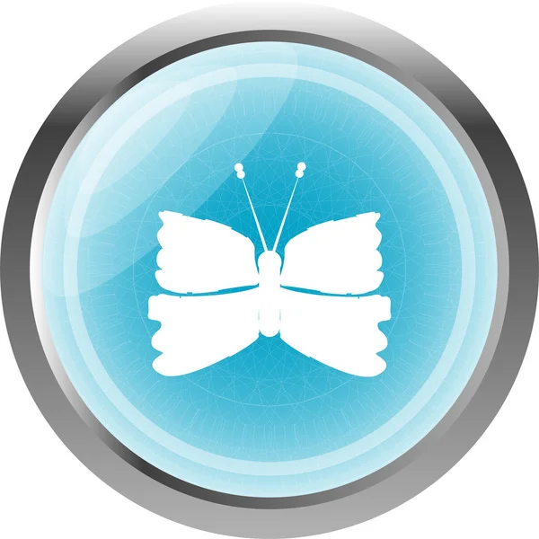 Ikona motýla na originálním obrázku tlačítka Internetu — Stock fotografie