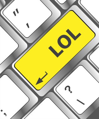 lol söyleyerek üzerinde siyah klavye tuşları