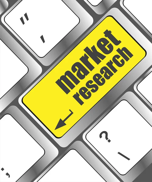 Cheie cu text de cercetare de piață pe tastatura laptop, concept de afaceri — Fotografie, imagine de stoc