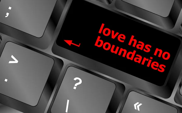 Wording love has no boundaries on computer keyboard key — Stock Photo, Image