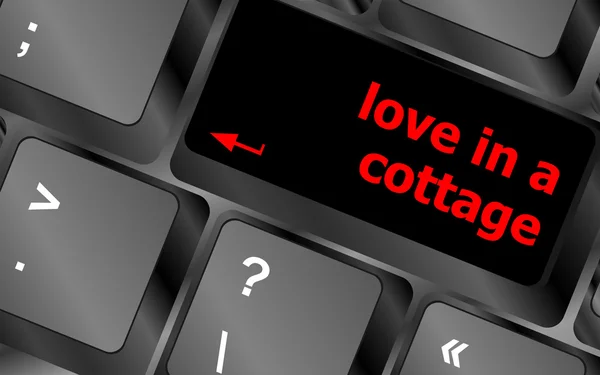Toets toetsenbord toetsenbord toets met liefde is een cottage woorden — Stockfoto
