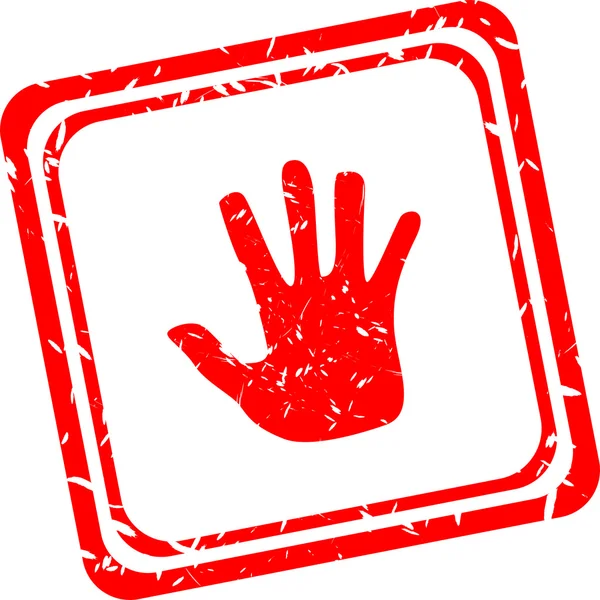 Nagy kéz jel elszigetelt fehér piros pecsét — Stock Fotó