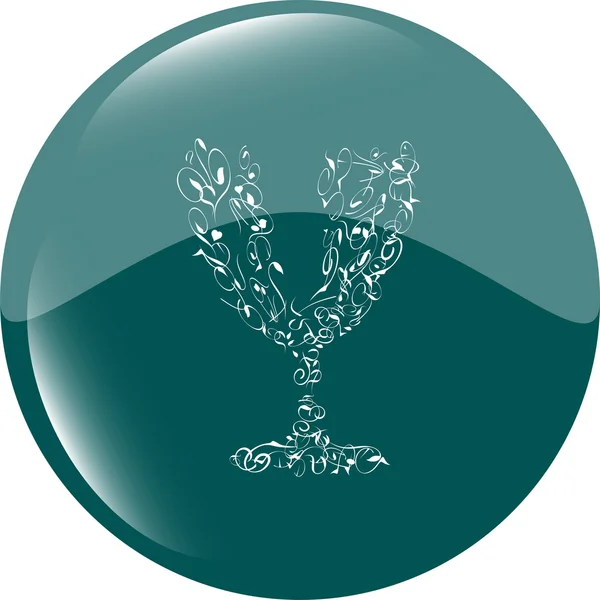 Champagne kopp ikon på internet-knappen isolerad på vit — Stockfoto