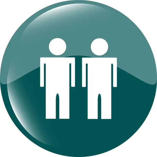 Botão ícone com dois homens dentro isolado no branco — Fotografia de Stock