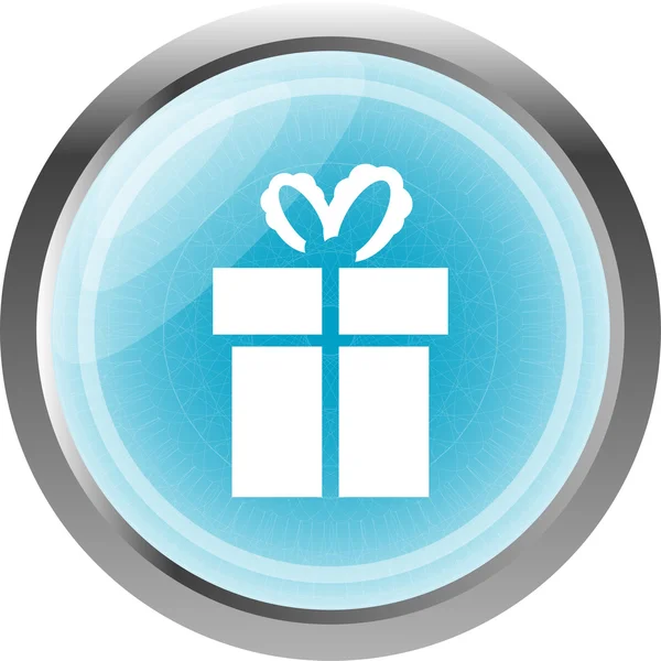 Gift box blue web button isolated on white — Stock Photo, Image