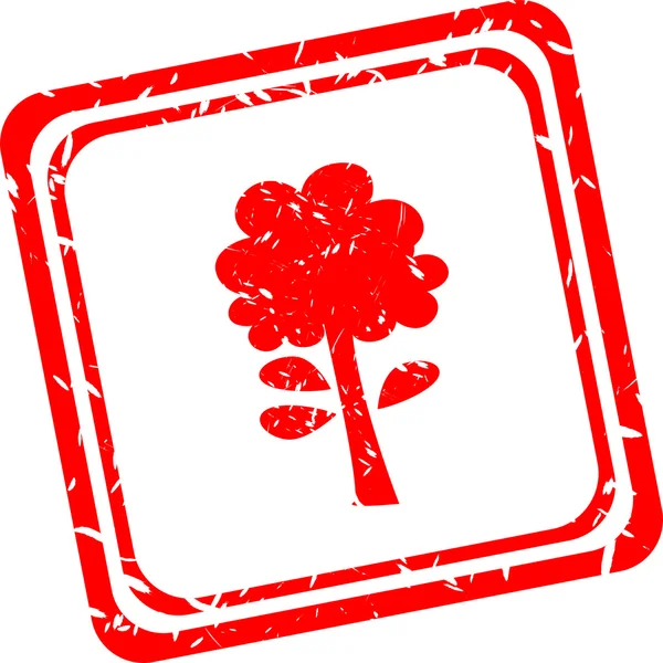 Tree symbol on grunge red stamp isolated on white — Stock Photo, Image