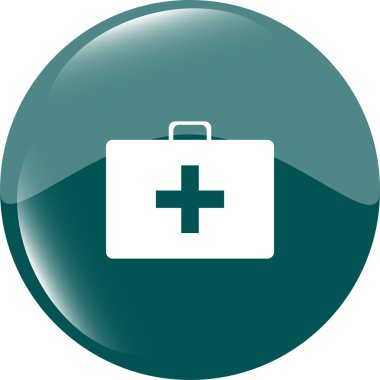Doktor çantası sağlık tıbbi simgesi üzerinde beyaz izole