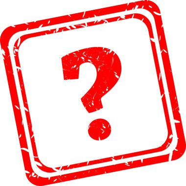 icono de signo de interrogación sello rojo. símbolo de ayuda. signo de FAQ