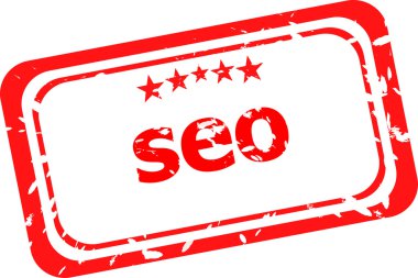 SEO, arama motoru optimizasyonu kırmızı pul beyaz zemin üzerine izole