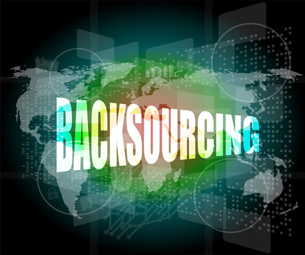 Palabra backsourcing en pantalla táctil digital —  Fotos de Stock