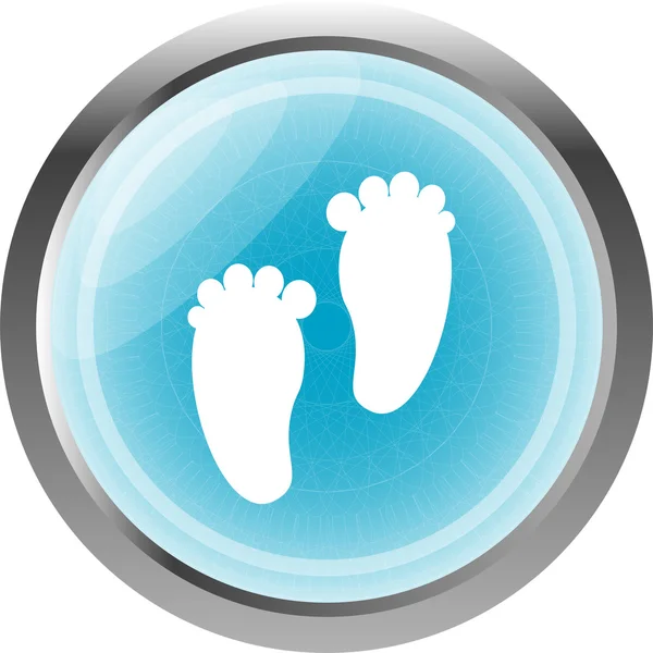 Πόδια ρεαλιστική web μπλε κουμπί (εικονίδιο) απομονωθεί σε λευκό — Φωτογραφία Αρχείου