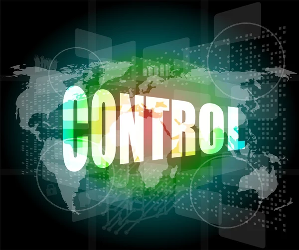 Control word on digital touch screen interface hi technology — Stock Photo, Image