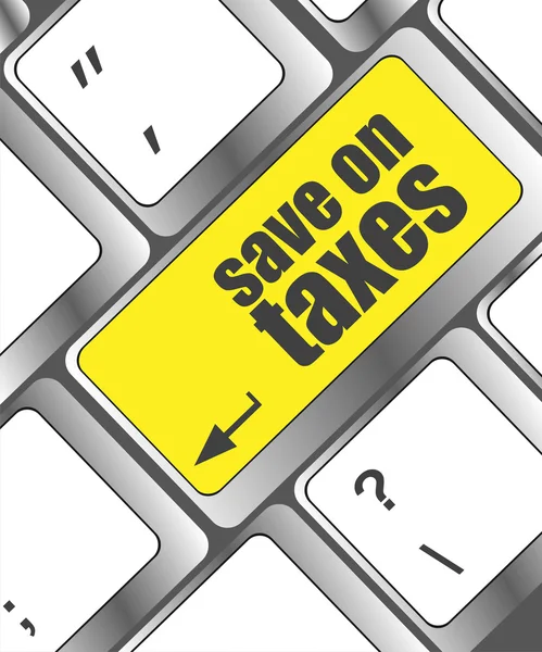 Sparing på skatteord på tastaturnøkkel til bærbar datamaskin, forretningskonsept – stockfoto