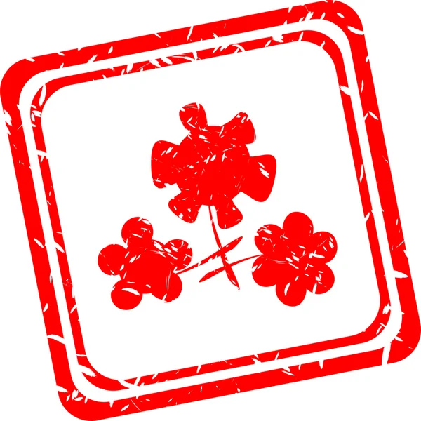 Flower symbol on red grunge web stamp — Stock Photo, Image