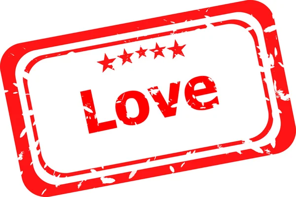 Roter Grunge-Stempel mit dem Wort Liebe in der Briefmarke — Stockfoto