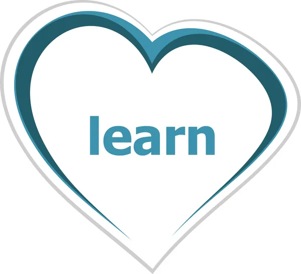 Education concept, learn word on love heart — Stock Photo, Image