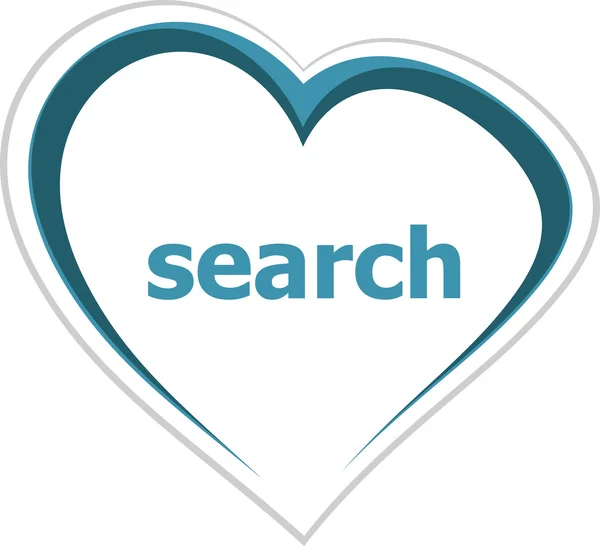 Internet concept, search word on love heart — Stock Photo, Image