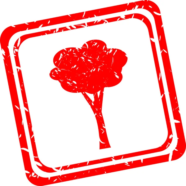 Tree simbol on grunge red stamp isolated on white — Stock Photo, Image