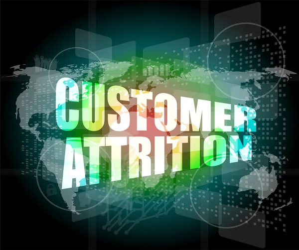 Customer attrition words on digital screen with world map — Stock Photo, Image