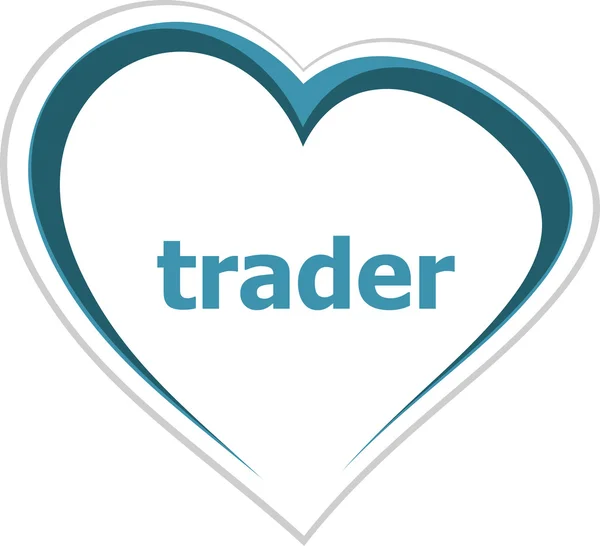 Obchodní koncepce, obchodník slovo láska srdce — Stock fotografie