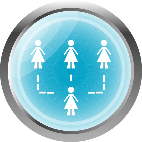 Ikon knapp med nätverk av kvinna inuti, isolerad på vit — Stockfoto