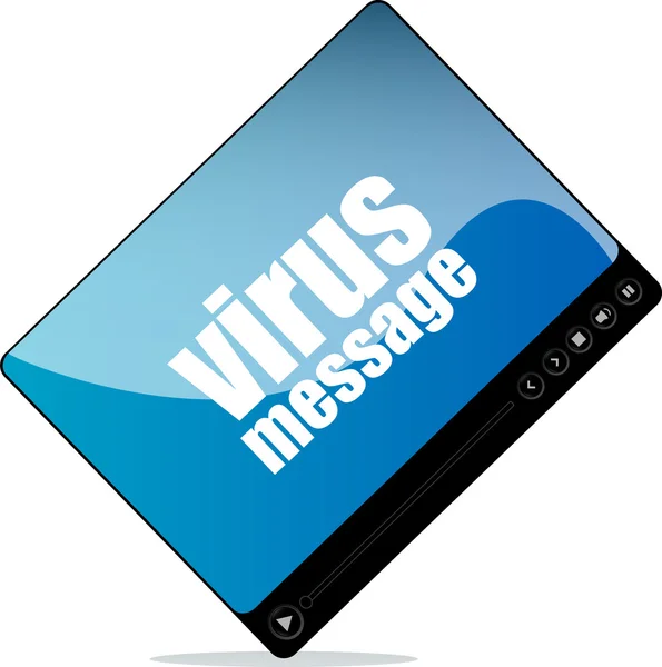 Reprodutor de vídeo para web com palavra de mensagem de vírus — Fotografia de Stock