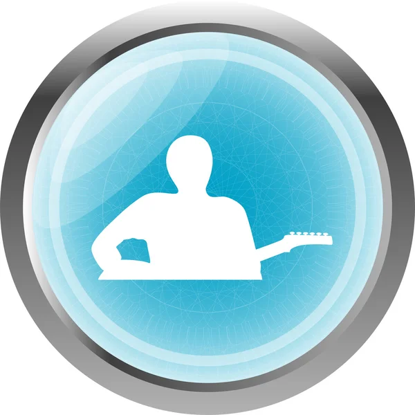 Gitarist mavi düğme beyaz izole — Stok fotoğraf
