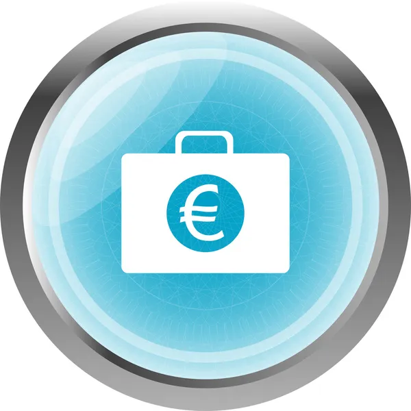 Przypadku przycisk euro finansowy ikona na białym tle — Zdjęcie stockowe