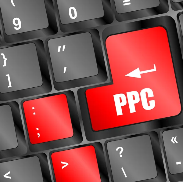 PPC (Pay per Click) Έννοια. Κουμπί στο σύγχρονο πληκτρολόγιο υπολογιστή — Φωτογραφία Αρχείου