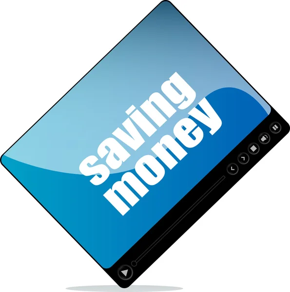 Video lejátszó web, a megtakarítás a pénzt szó — Stock Fotó